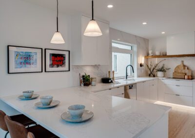 custom cabinets white kitchen peninsula