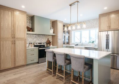 Black walnut cabinets with black matte accents, no hardware