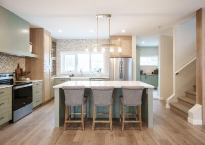 Black walnut cabinets with black matte accents, no hardware