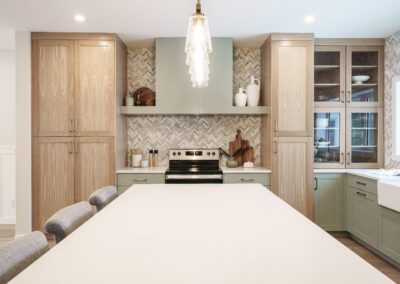 Black walnut cabinets with black matte accents, no hardware