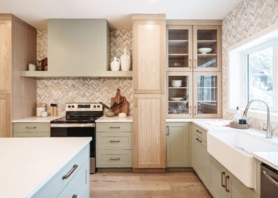 Black walnut cabinets with black matte accents, no hardware