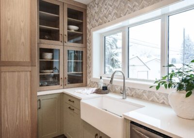 Black walnut cabinets with black matte accents, no hardware