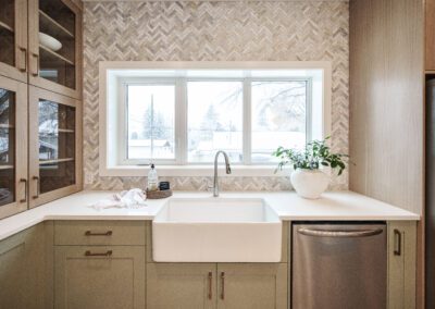 Black walnut cabinets with black matte accents, no hardware